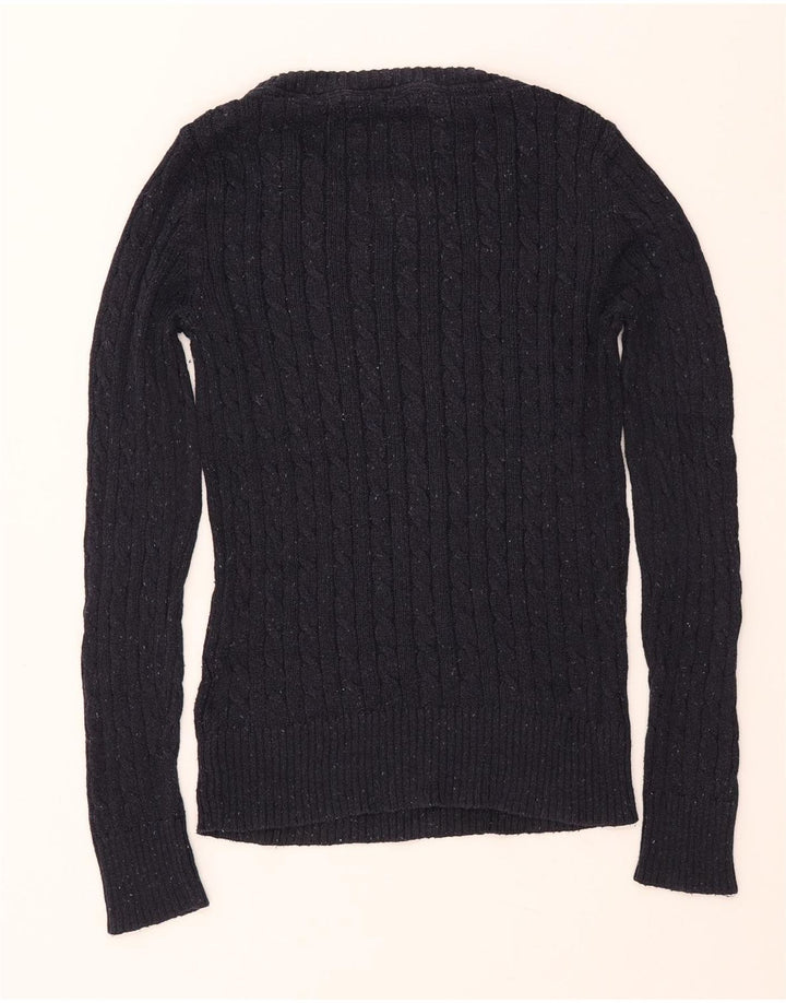 Pulover de damă SUPERDRY cu decolteu barcă UK 12 Bumbac bleumarin mediu