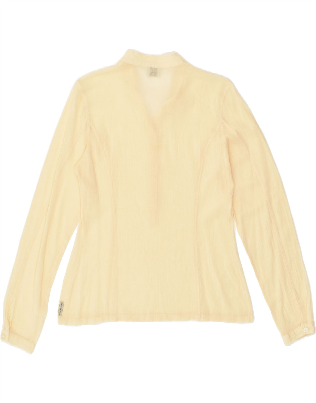 CALVIN KLEIN Womens See Through Pullover Shirt UK 14 Large Beige | Vintage Calvin Klein | Thrift | Second-Hand Calvin Klein | Used Clothing | Messina Hembry 