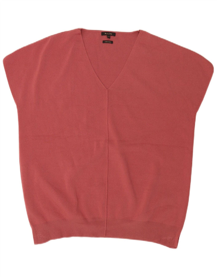 Pulover Massimo Dutti pentru bărbați, cu mânecă scurtă, cu decolteu în V, burgundă mediu