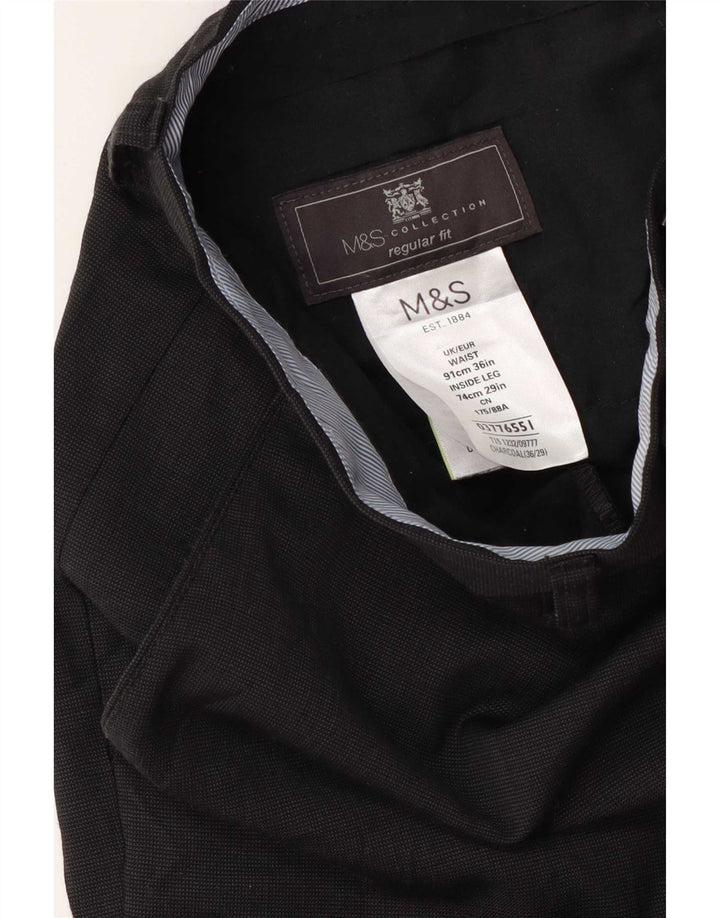 Pantaloni de costum pentru bărbați Marks & Spencer, cu tăiere obișnuită, L36 L29 Lână bleumarin