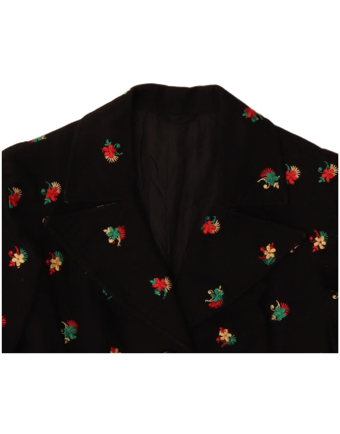 Jachetă de damă VINTAGE Blazer cu 4 nasturi UK 10 Mic Negru Floral