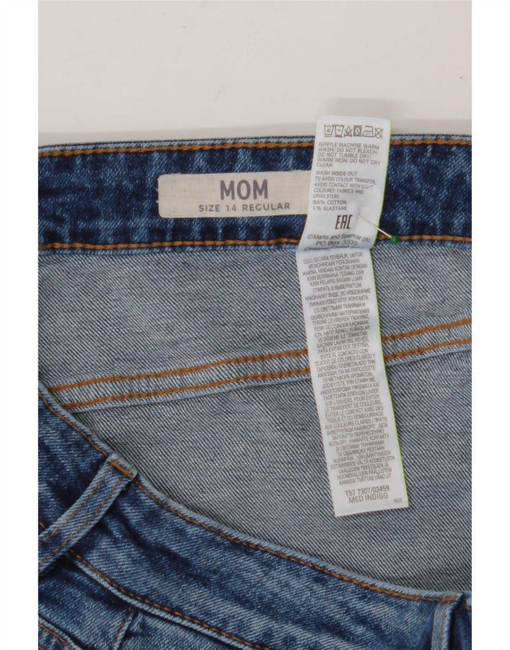 Marks & Spencer Blugi Mom Regular Tapered pentru femei UK 14 Medium W30 L28 Albastru
