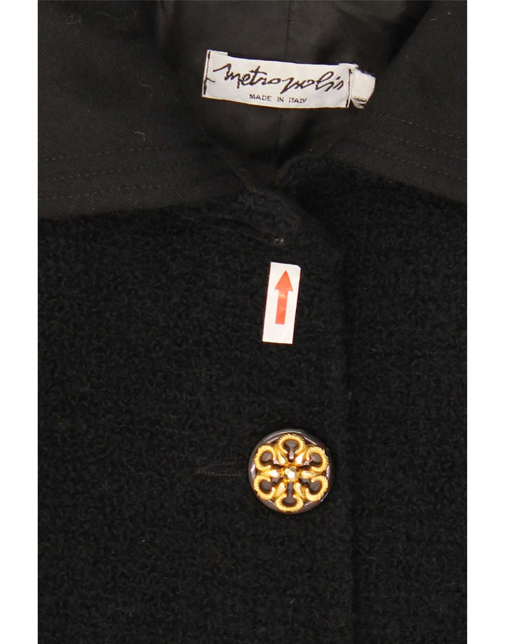 Jachetă Bolero Vintage pentru femei UK 10, lână neagră mică