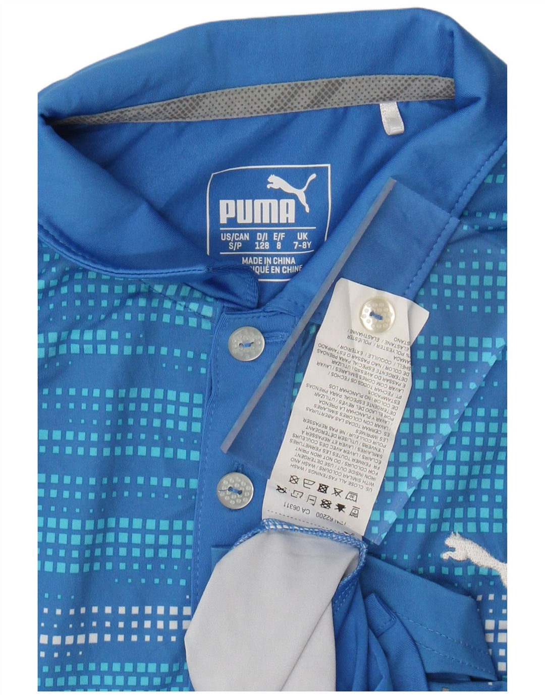 Tricou polo PUMA baieti 7-8 ani poliester geometric albastru