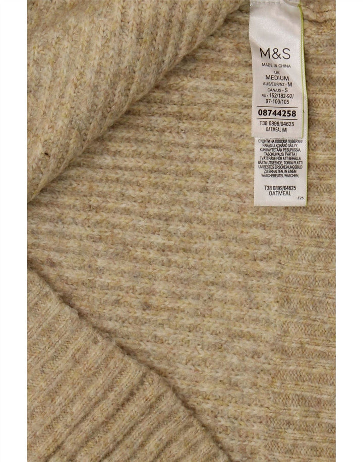MARKS & SPENCER Womens Crew Neck Jumper Sweater UK 14 Medium Beige Vintage Marks & Spencer and Second-Hand Marks & Spencer from Messina Hembry 