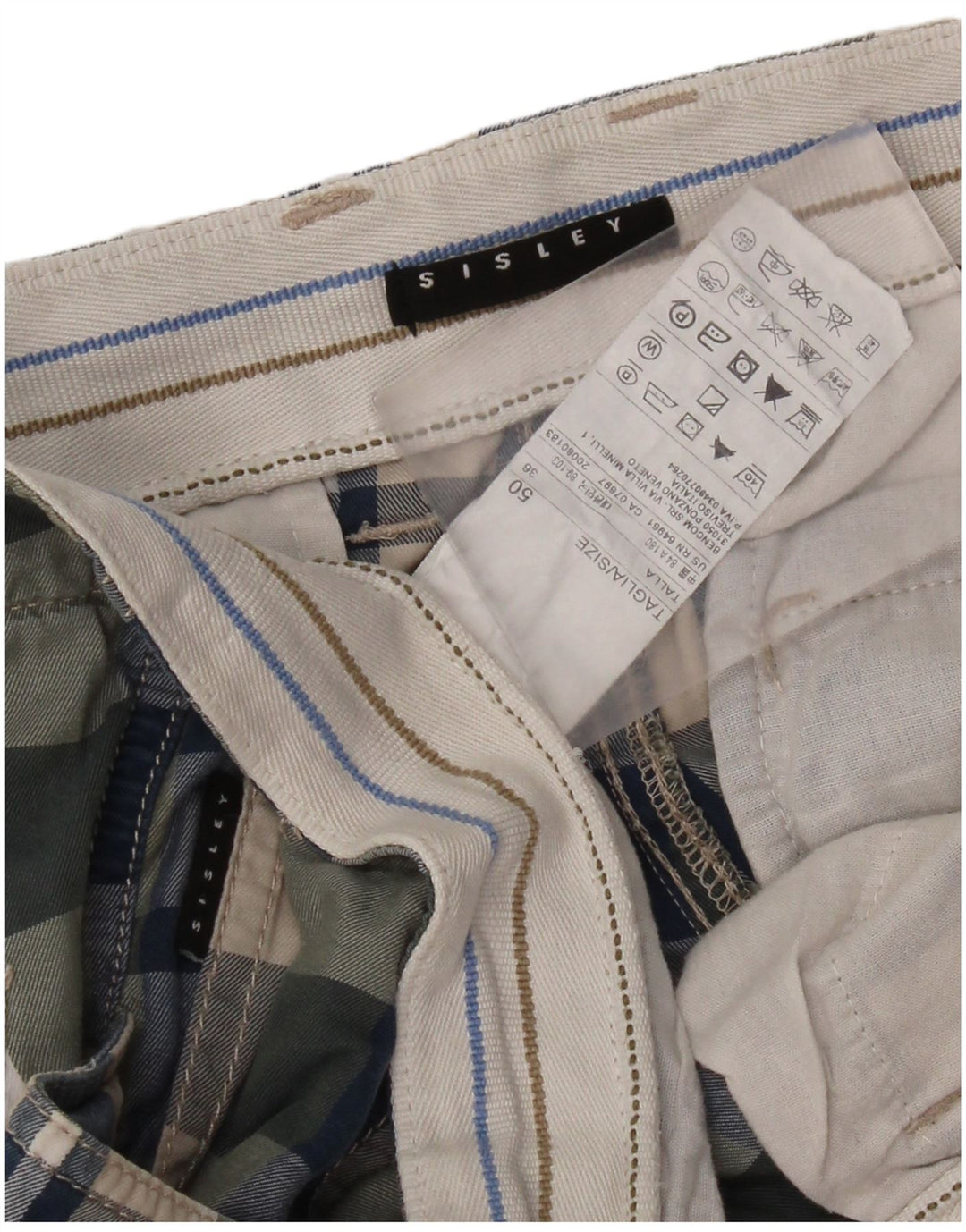Pantaloni scurți cargo pentru bărbați Sisley IT 50 Large W36, bumbac cu carouri multicolore