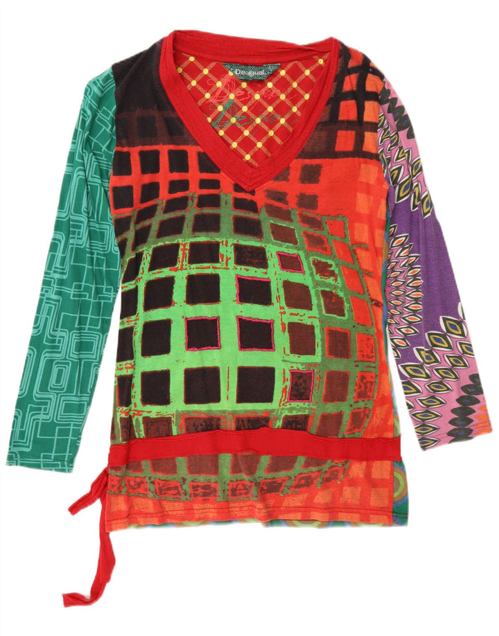 Desigual Top grafic pentru femei cu mânecă lungă UK 14 mare, multicolor, geometric