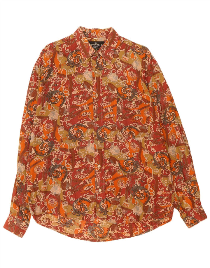 Cămașă pentru bărbați Cotton Club Maro mediu Floral Vâscoză
