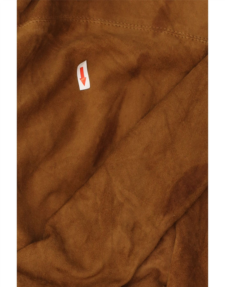 VINTAGE Jachetă cu 3 nasturi din piele intoarsa pentru femei UK 16 Maro mare