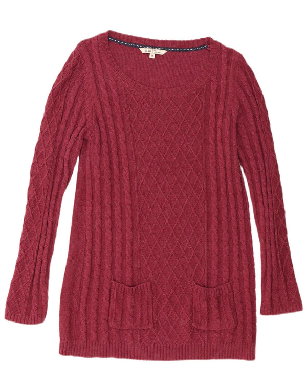 Fat Face Womens Boat Neck Jumper Sweater UK 16 Large Maroon Cotton