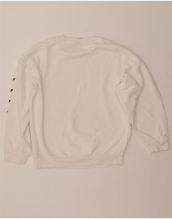 ADIDAS Pulover cu grafic supradimensionat pentru femei UK 8 Bumbac alb mic