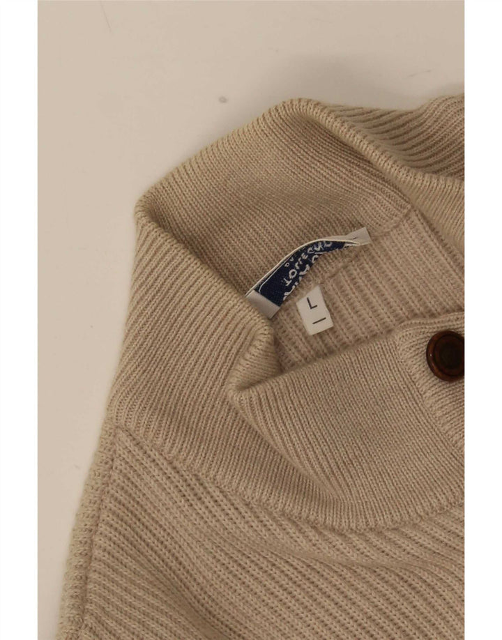 Pulover Cardigan pentru bărbați Lana Gatto, lână mare, bej