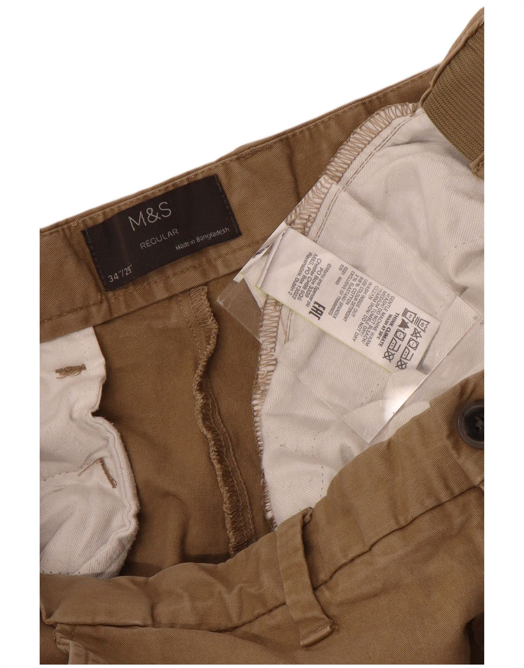 Pantaloni chino obișnuiți pentru bărbați Marks & Spencer L34 L29 bumbac maro