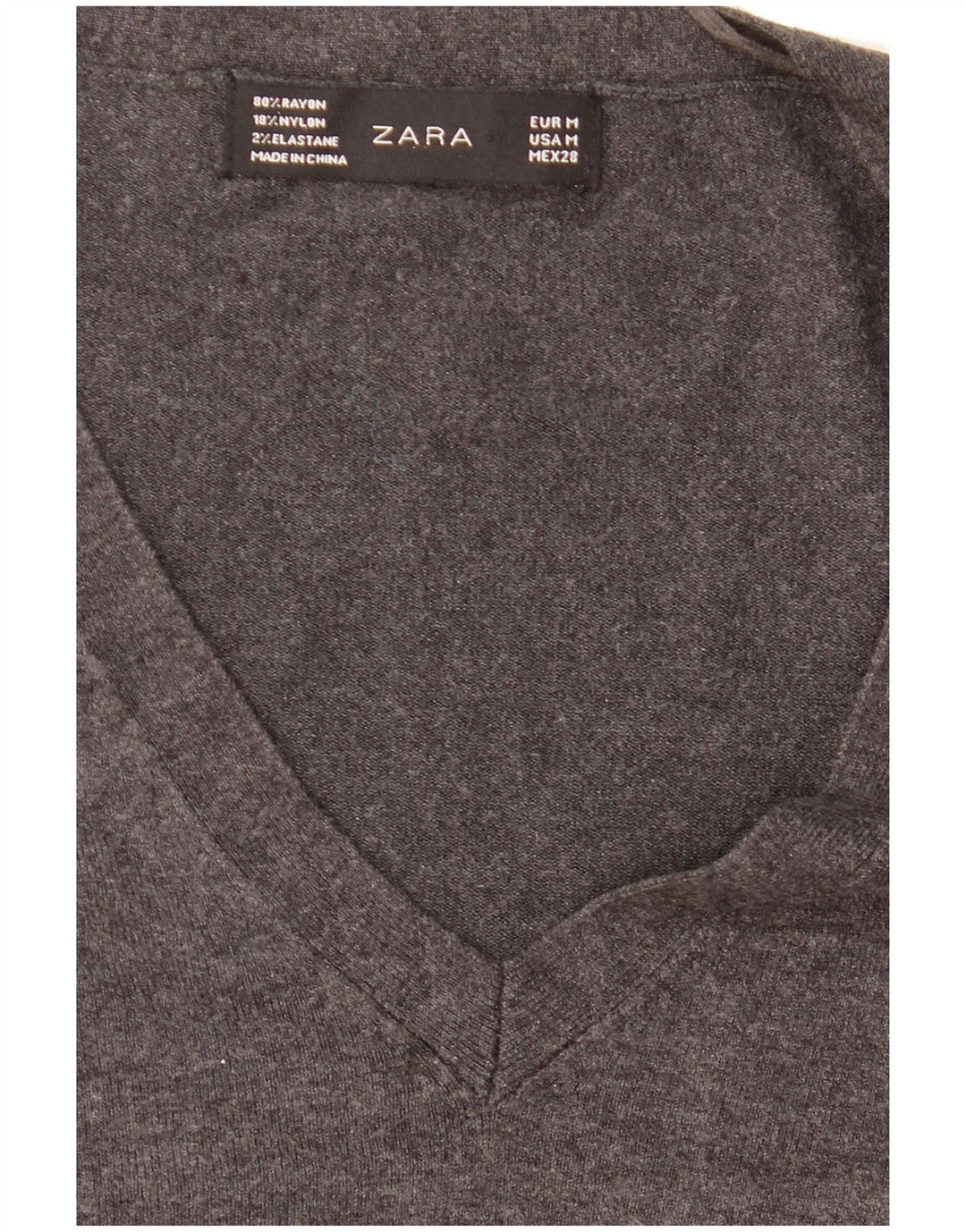 Pulover cu decolteu în V Zara pentru femei UK 12, gri mediu