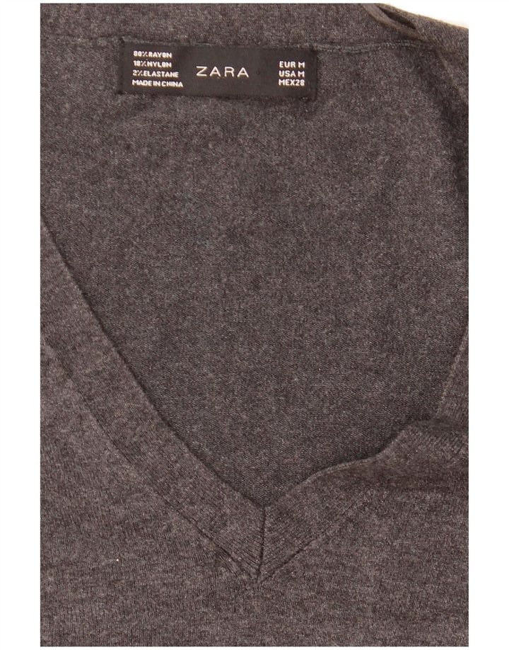 Pulover cu decolteu în V Zara pentru femei UK 12, gri mediu