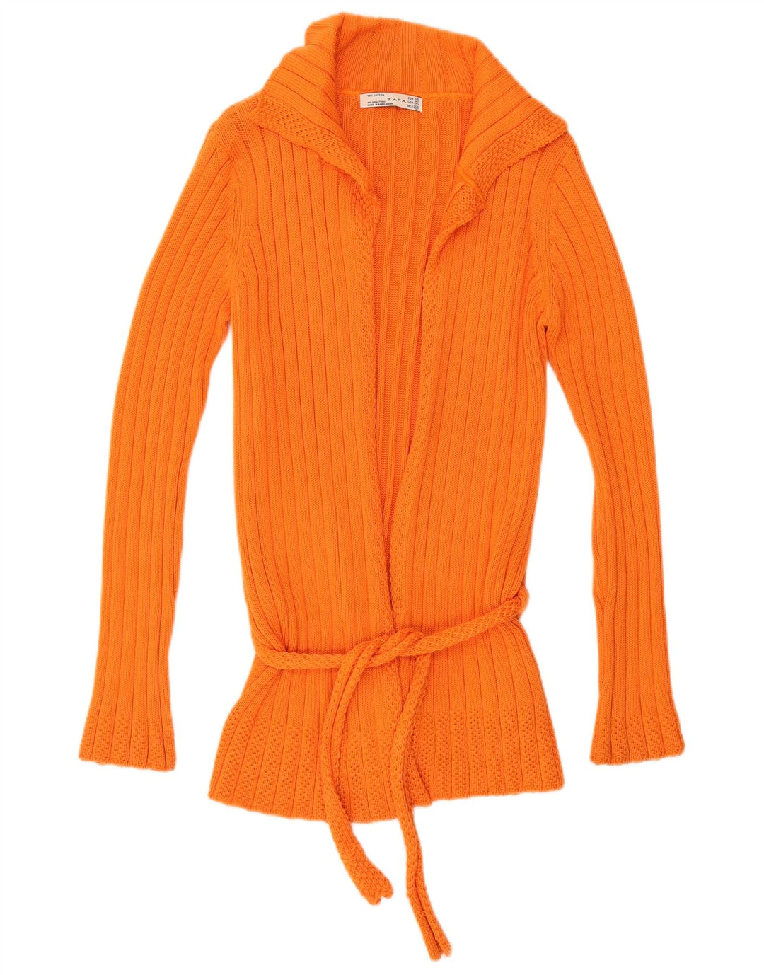 Pulover cardigan pentru femei Zara UK 12 bumbac portocaliu mediu
