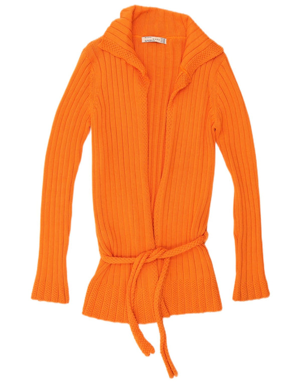 Pulover cardigan pentru femei Zara UK 12 bumbac portocaliu mediu
