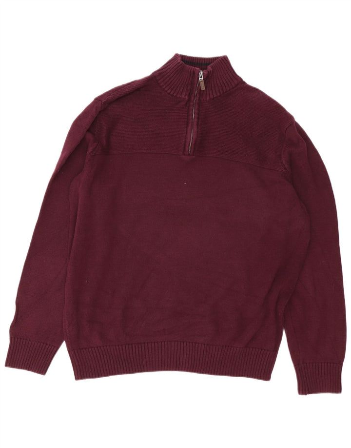 DOCKERS Pulover pentru bărbați, cu fermoar, cu gât, mare, burgundă