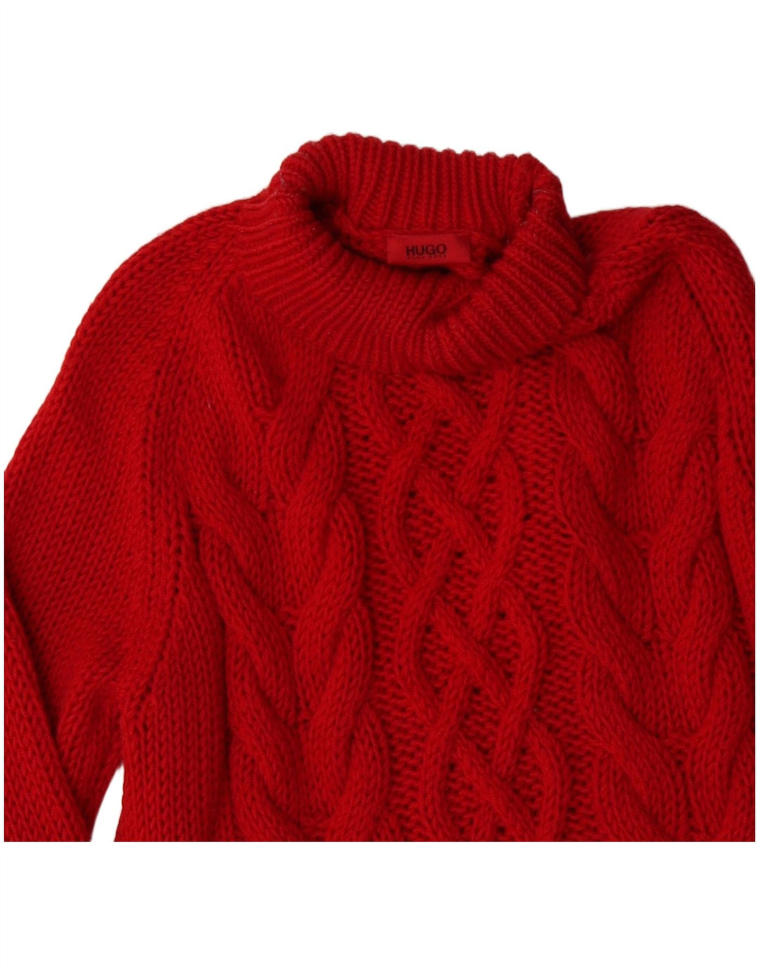 HUGO BOSS Pulover cu gât țestoasă pentru femei UK 16 Lână roșie mare
