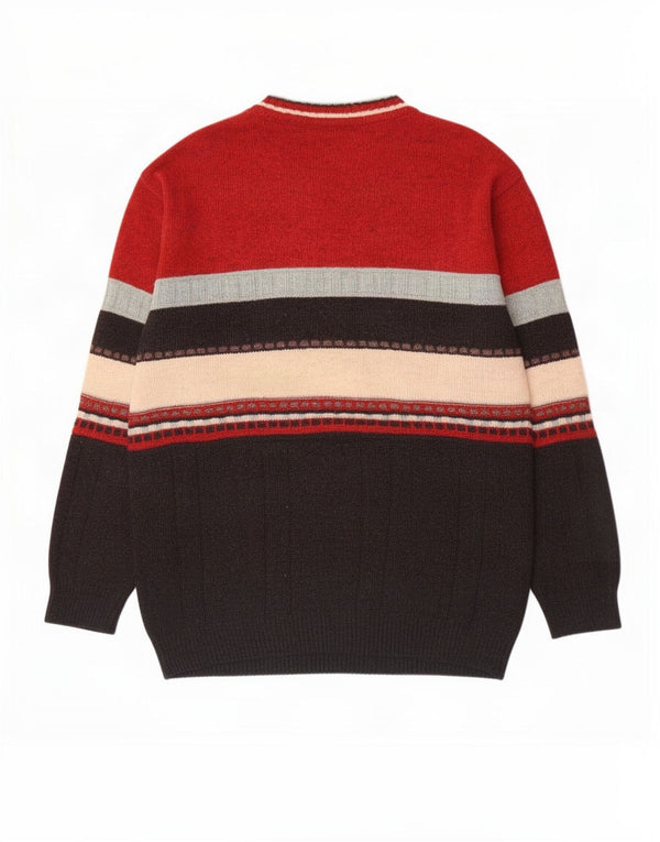 Pulover vintage pentru bărbați cu gât roșu IT 52 Lână mare roșie color bloc