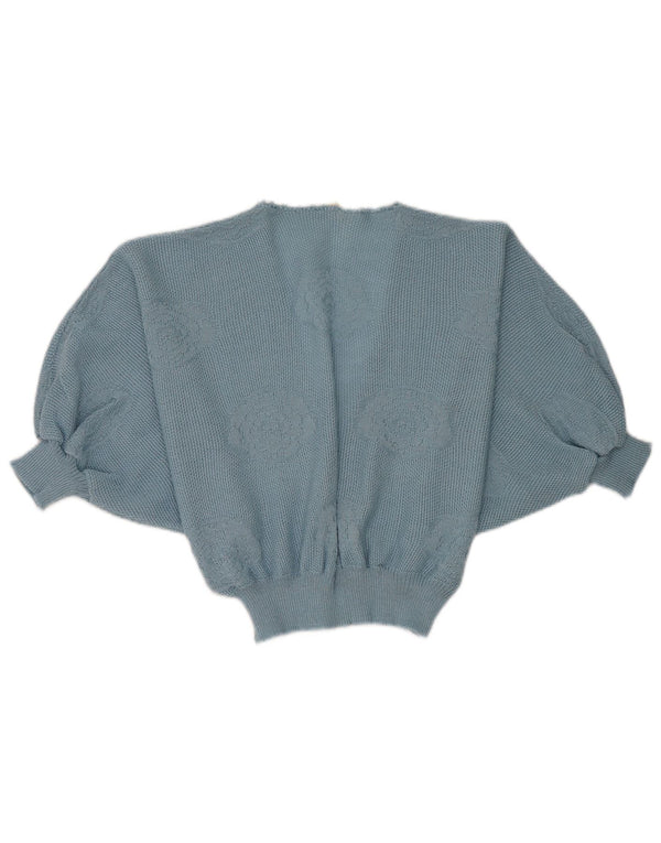 Pulover cardigan cu mânecă scurtă pentru femei vintage UK 8 Mic albastru Floral