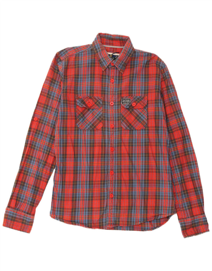 Cămașă de flanel pentru bărbați Superdry XL, bumbac cu carouri roșii