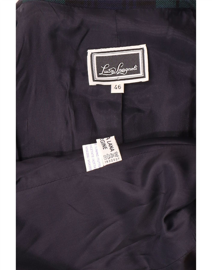 LUISA SPAGNOLI Jachetă Blazer Femei IT 46 Large Green Plaid Classic