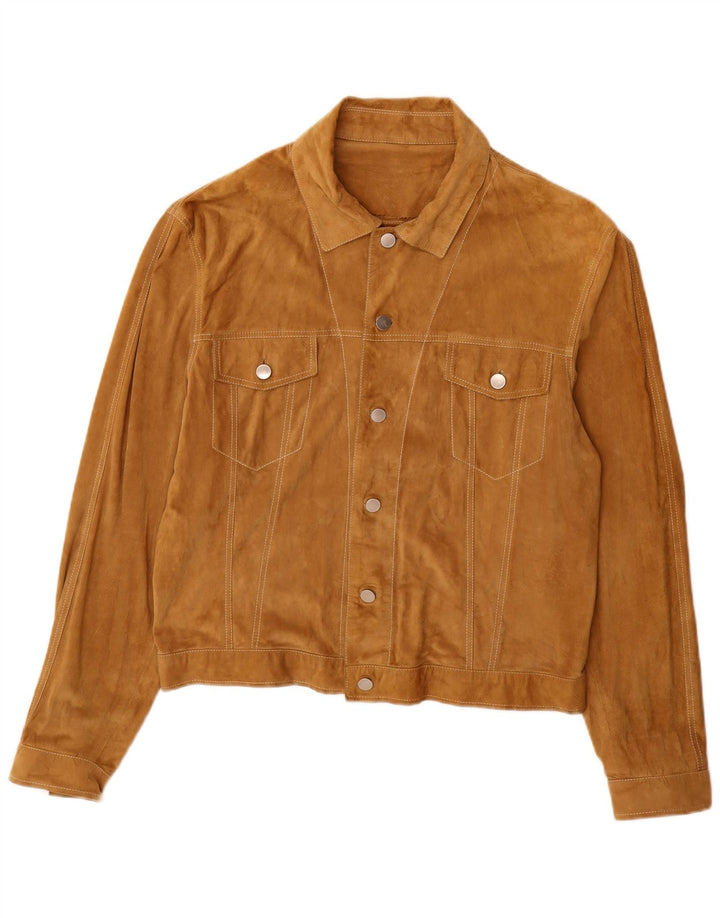 Geaca de piele intoarsa pentru barbati vintage IT 52 XL din piele bej