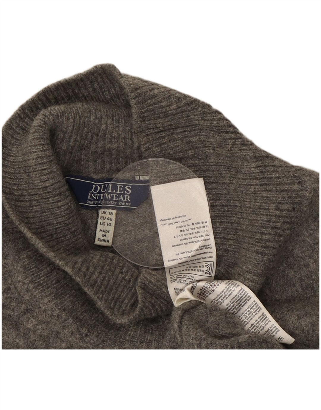 JOULES Pulover supradimensionat cu gât țestoasă pentru femei UK 18 XL Lână gri