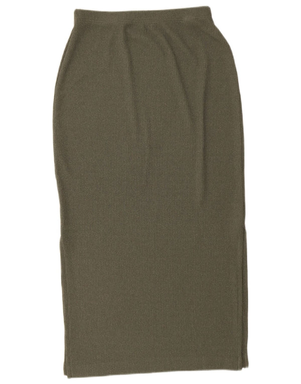 Fusta midi tricotată pentru femei Marks & Spencer UK 12 Medium W28 Kaki Poliester