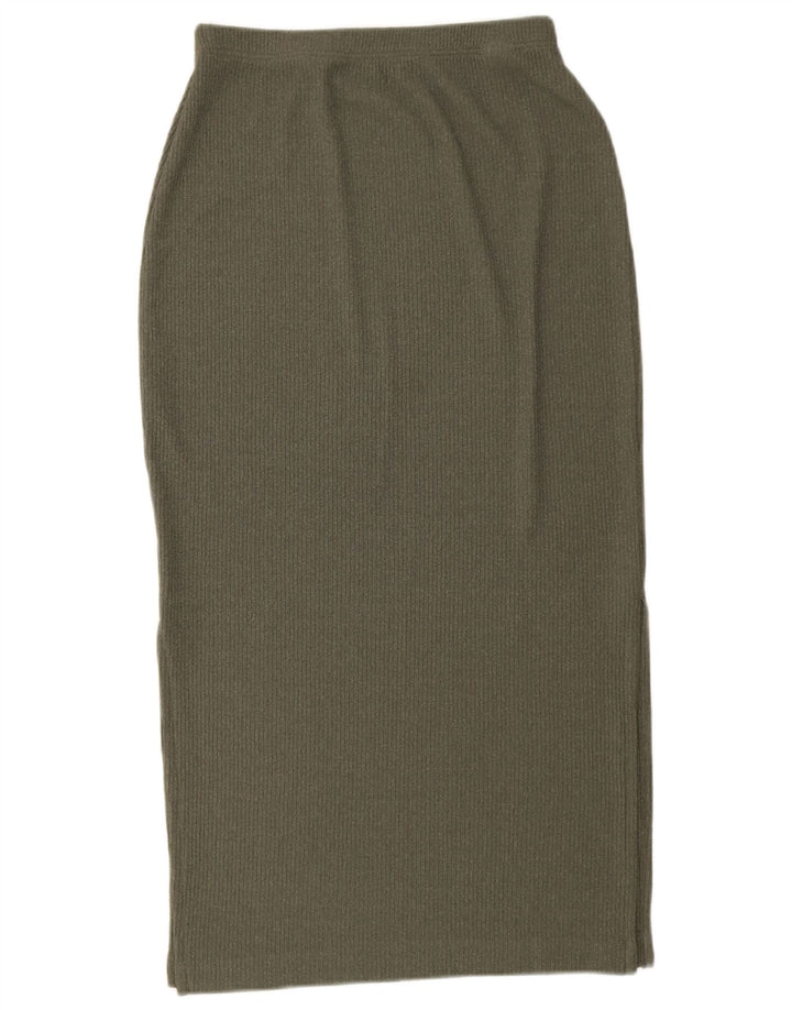 Fusta midi tricotată pentru femei Marks & Spencer UK 12 Medium W28 Kaki Poliester