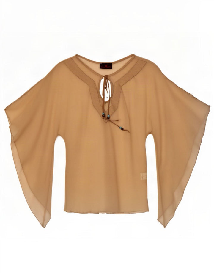 Escandelle Womens Batwing See Through Top UK 12 Medium Beige Poliester