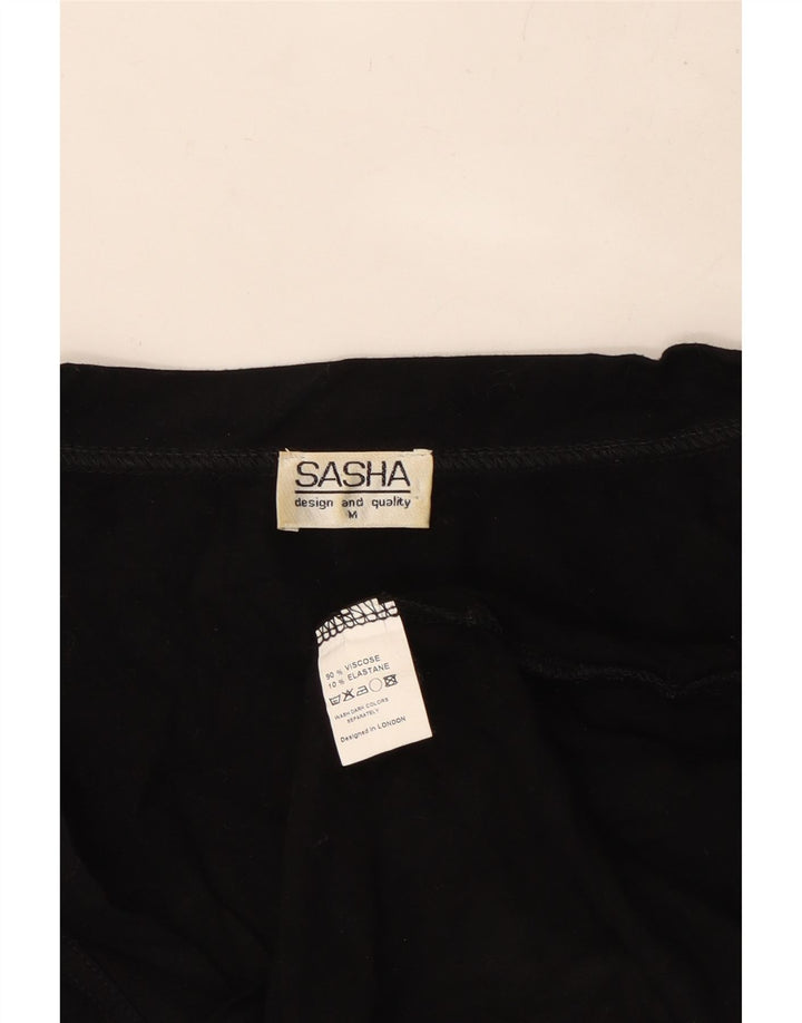 Bluză Crop Top Femei SASHA UK 12 Medium Black Viscose
