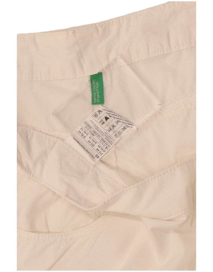Pantaloni scurți casual pentru femei BENETTON UK 14 Large W38 Bumbac alb