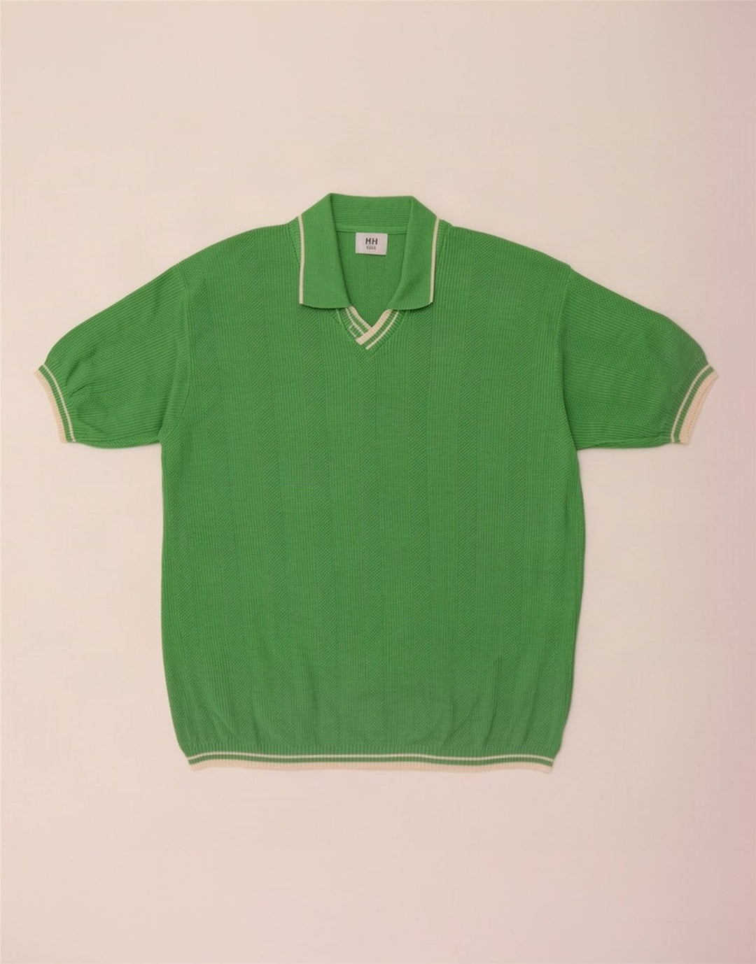 Pulover vintage pentru bărbați, cu mânecă scurtă, cu gât polo, verde mediu