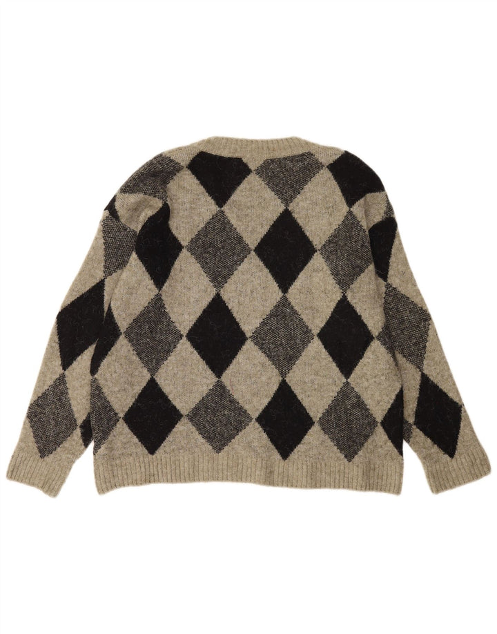 Pulover pentru bărbați Marks & Spencer, cu decolteu în V, mediu kaki Argyle/Diamond