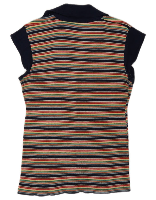 Bluză din tricot vintage pentru femei UK 12 Medium, cu dungi multicolore