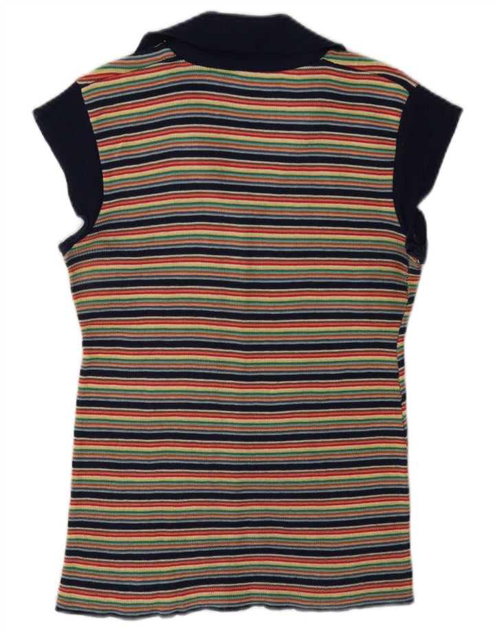 Bluză din tricot vintage pentru femei UK 12 Medium, cu dungi multicolore