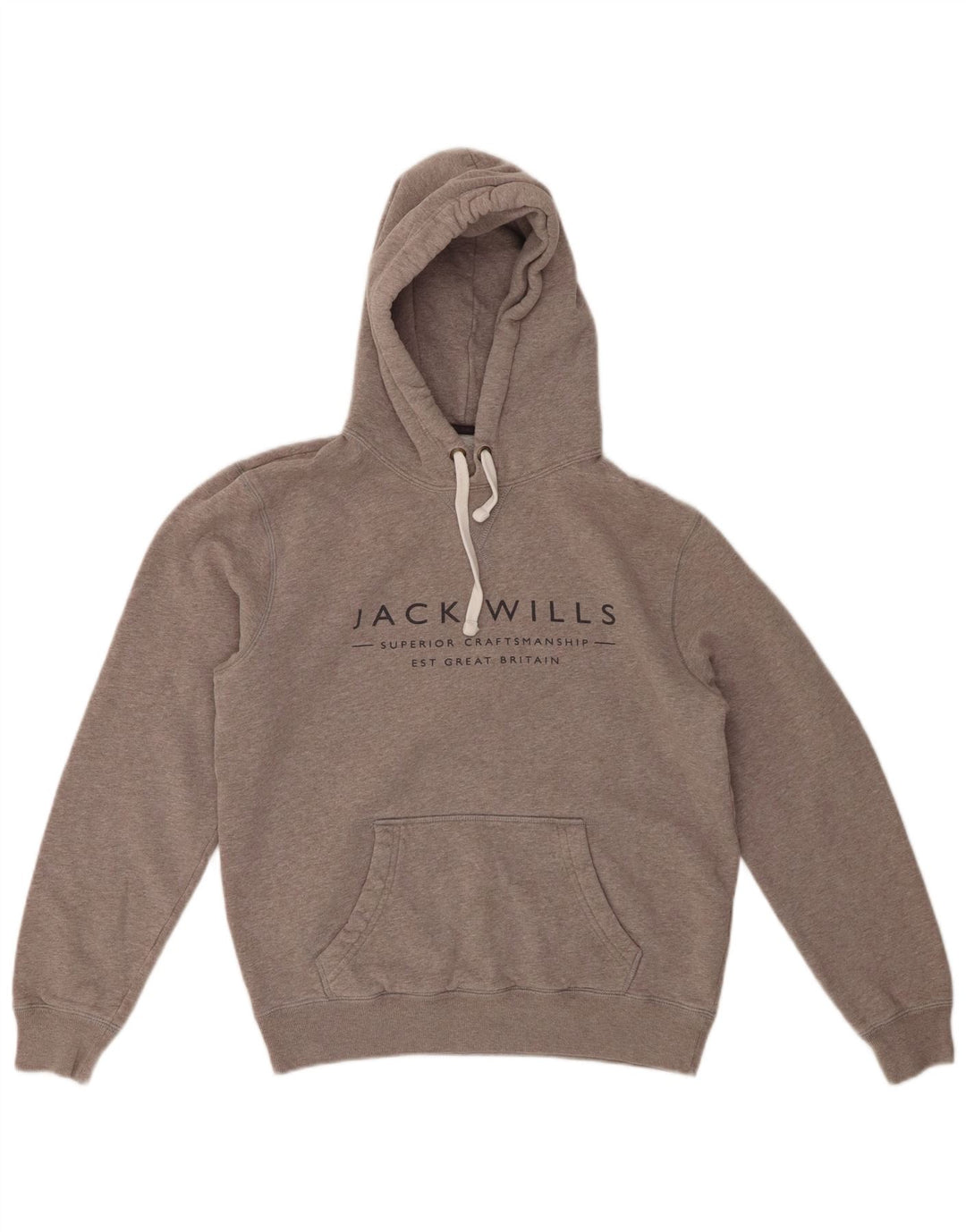 JACK WILLS Pulover supradimensionat cu glugă cu grafic pentru femei UK 6 XS bumbac gri