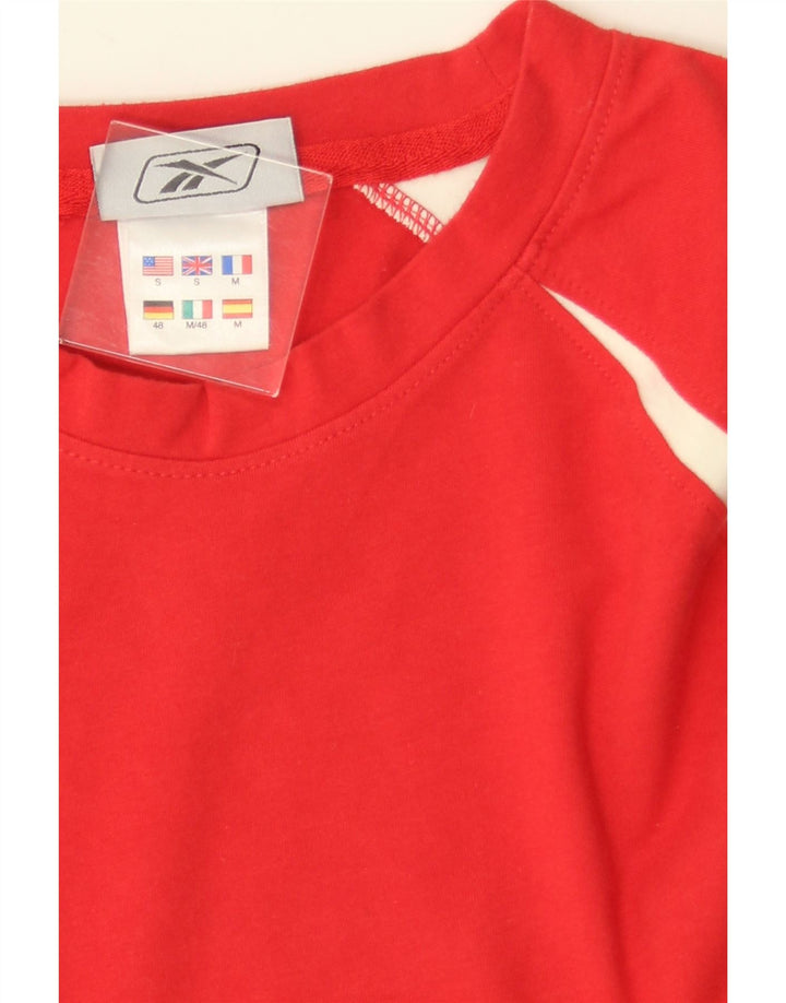 Top grafic pentru bărbați REEBOK cu mânecă lungă, roșu, bumbac color bloc