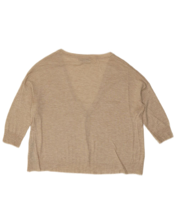 Pulover cardigan cu mâneci 3/4 pentru femei Zara UK 10 mic, bej, pete