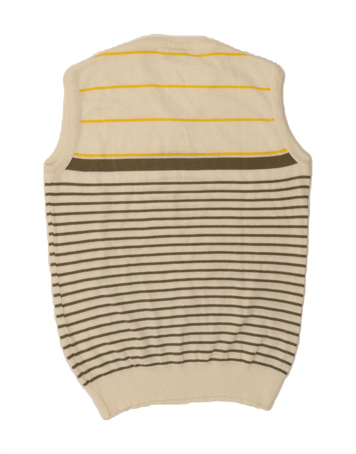 MCGREGOR Mens Vest Tank Top Large Off White Striped Wool Vintage McGregor and Second-Hand McGregor from Messina Hembry 