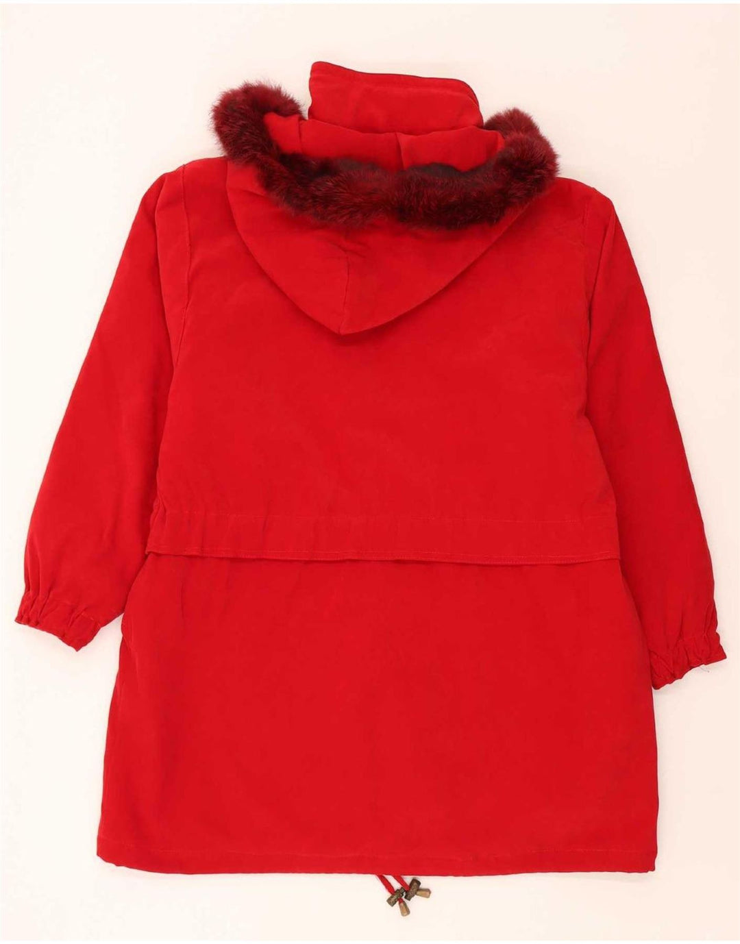 Jachetă parka supradimensionată cu glugă vintage pentru femei UK 18 XL poliester roșu