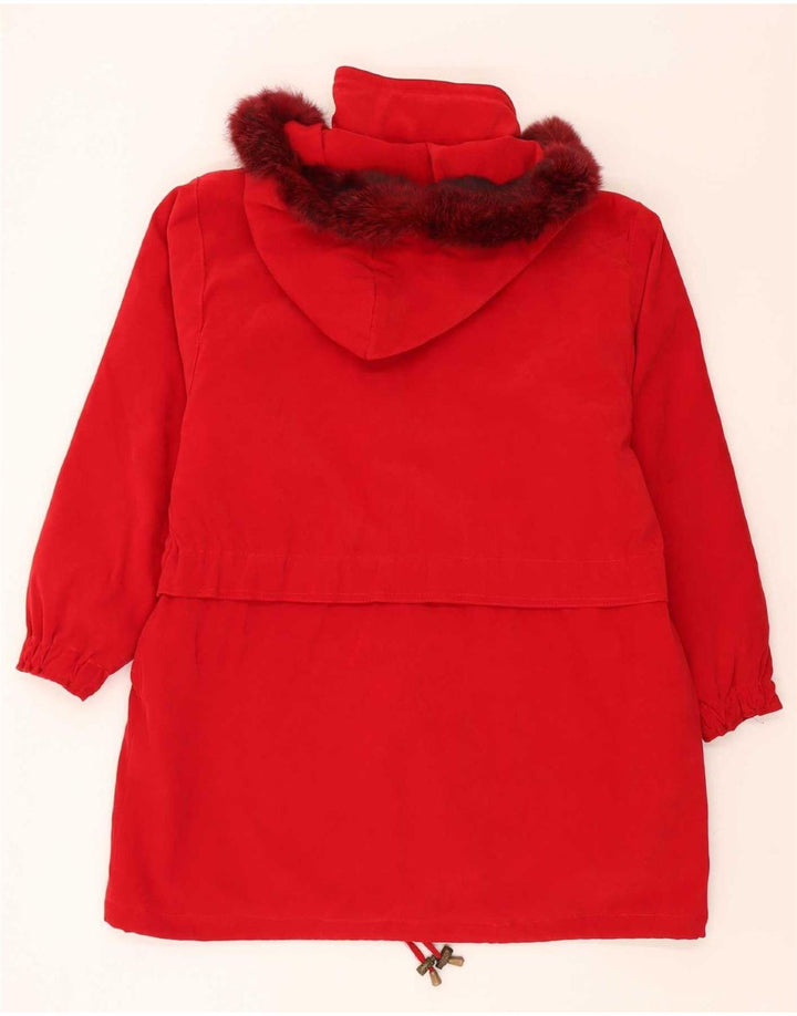 Jachetă parka supradimensionată cu glugă vintage pentru femei UK 18 XL poliester roșu
