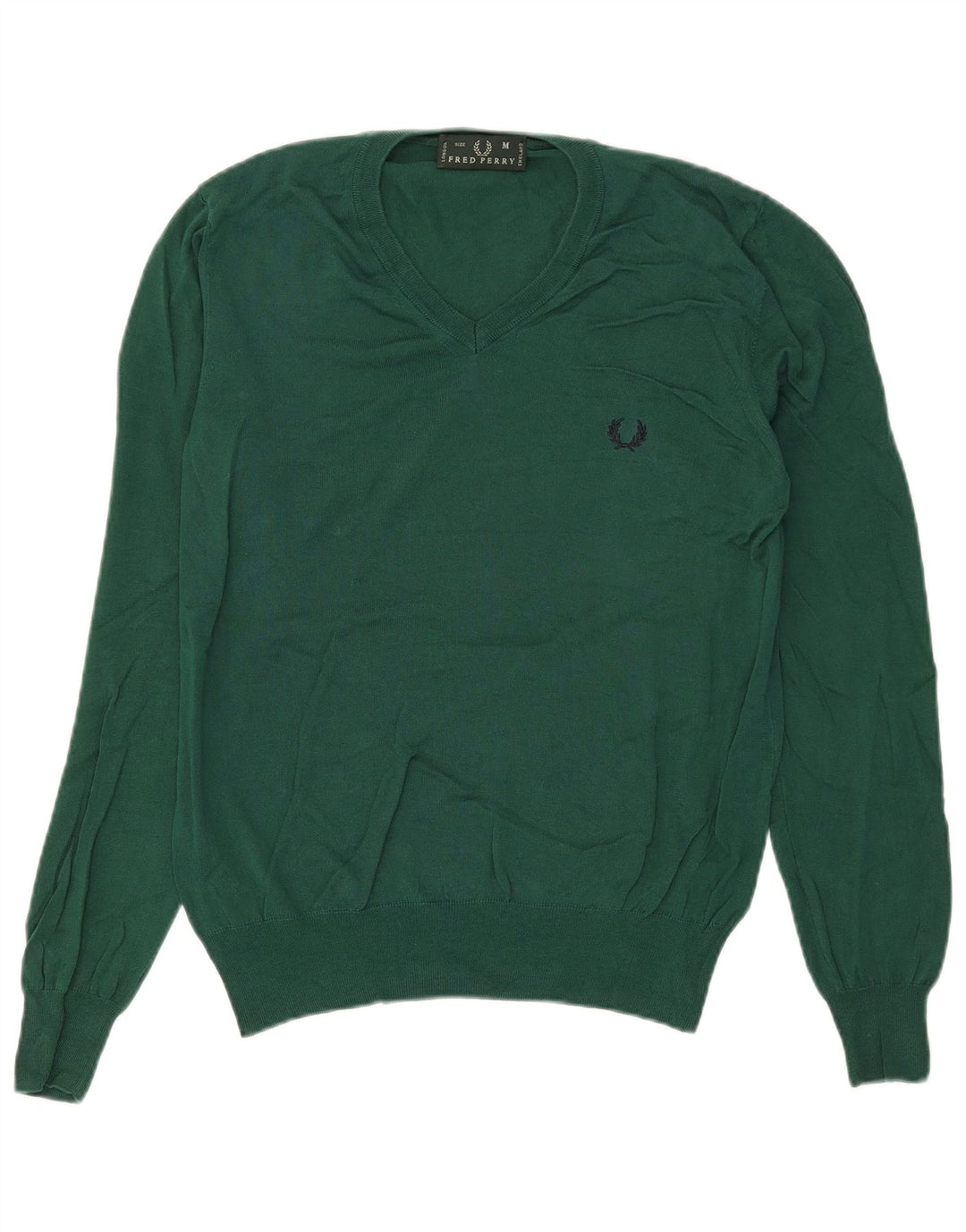 Pulover pentru bărbați Fred Perry cu decolteu în V, bumbac verde mediu