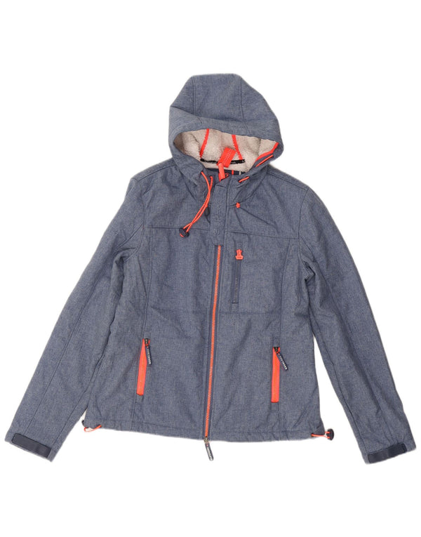 Jachetă Windbreaker cu glugă pentru femei Superdry, UK 14, albastru mediu