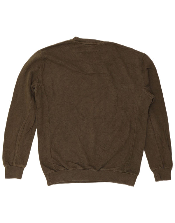 Zara Mens Crew Neck Jumper Sweater Medium Khaki Cotton