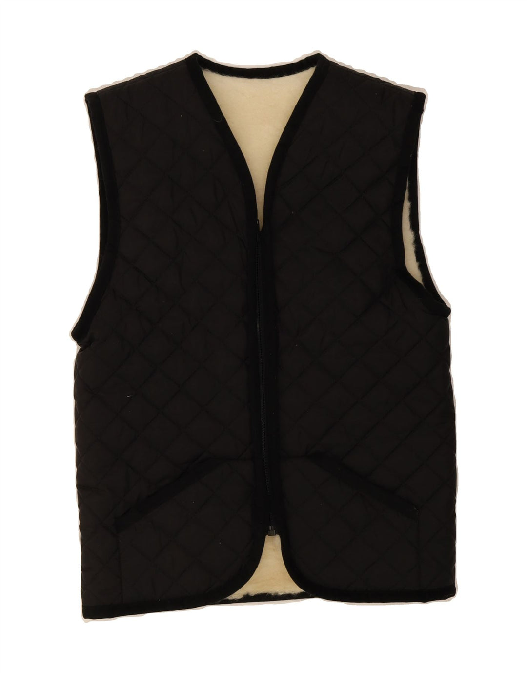 VINTAGE Womens Quilted Gilet UK 12 Medium Black Vintage Vintage and Second-Hand Vintage from Messina Hembry 