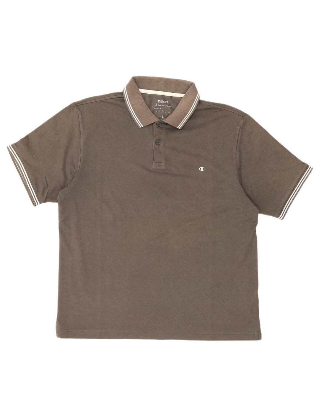 CHAMPION Mens Polo Shirt Large Grey Cotton