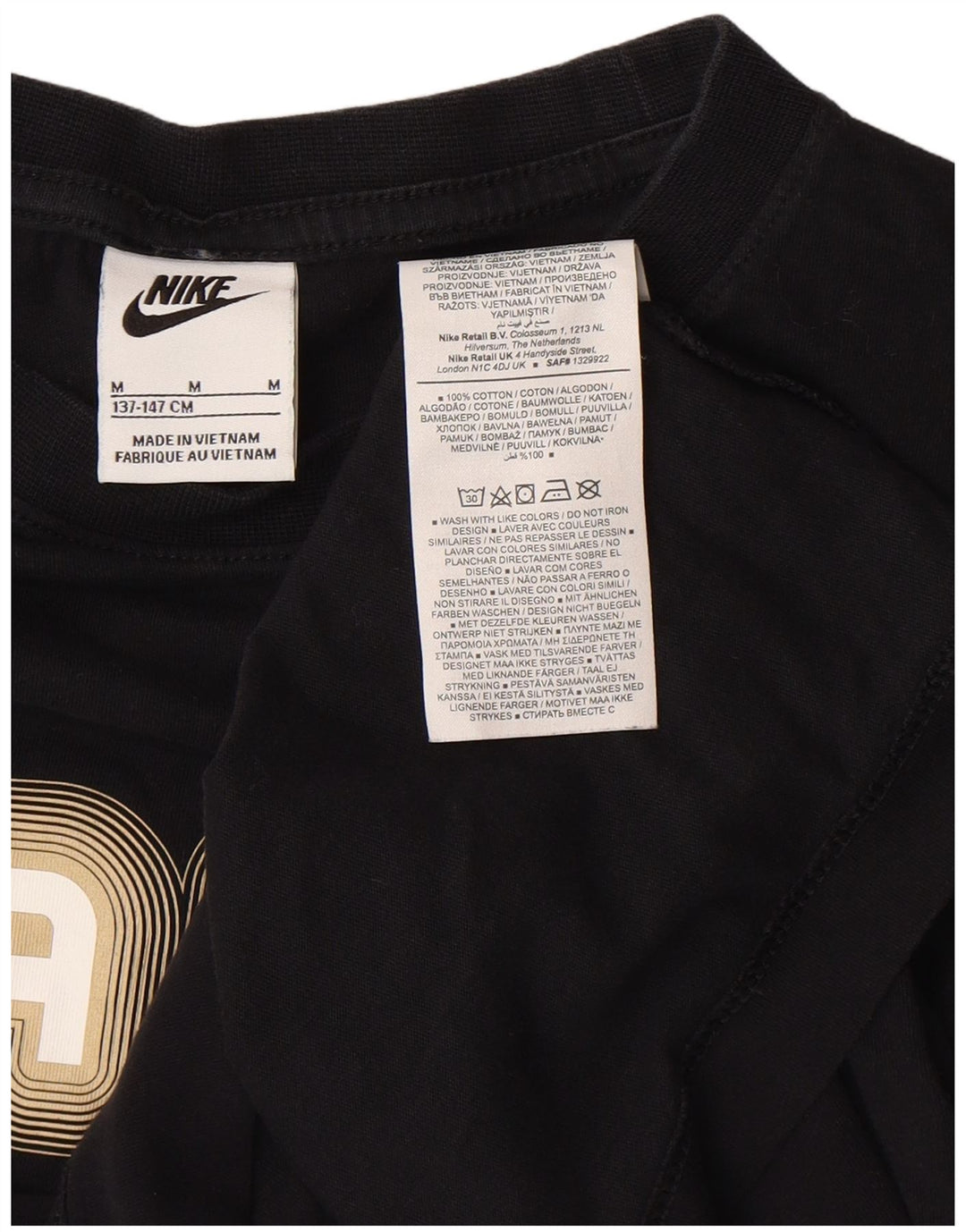 Tricou grafic Nike pentru băieți Top 10-11 ani bumbac negru mediu